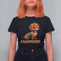 Funny Halloween Dachshund T Shirt For Women Halloweener Pumpkin Wiener Dog - Wonder Print Shop