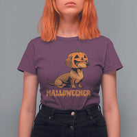 Funny Halloween Dachshund T Shirt For Women Halloweener Pumpkin Wiener Dog - Wonder Print Shop