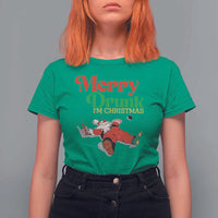 Funny Christmas Beers T Shirt For Women Merry Drunk I'm Christmas Santa - Wonder Print Shop