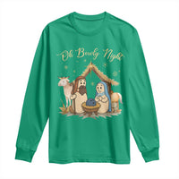 Funny Christmas Bowling Long Sleeve Shirt Oh Bowly Night Nativity Scene Bowling Pins - Wonder Print Shop