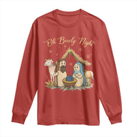 Funny Christmas Bowling Long Sleeve Shirt Oh Bowly Night Nativity Scene Bowling Pins - Wonder Print Shop