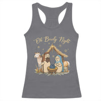 Funny Christmas Bowling Racerback Tank Top Oh Bowly Night Nativity Scene Bowling Pins - Wonder Print Shop
