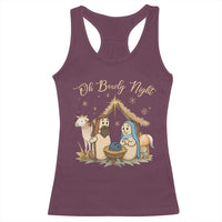 Funny Christmas Bowling Racerback Tank Top Oh Bowly Night Nativity Scene Bowling Pins - Wonder Print Shop