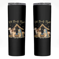 Funny Christmas Bowling Skinny Tumbler Oh Bowly Night Nativity Scene Bowling Pins - Wonder Print Shop