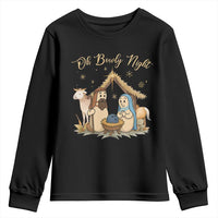 Funny Christmas Bowling Youth Sweatshirt Oh Bowly Night Nativity Scene Bowling Pins - Wonder Print Shop