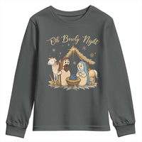 Funny Christmas Bowling Youth Sweatshirt Oh Bowly Night Nativity Scene Bowling Pins - Wonder Print Shop