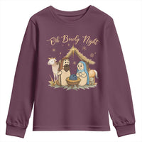 Funny Christmas Bowling Youth Sweatshirt Oh Bowly Night Nativity Scene Bowling Pins - Wonder Print Shop