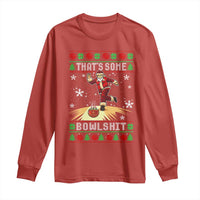 Funny Christmas Bowling Long Sleeve Shirt Thats Some Bowlshit Xmas Bowler Santa - Wonder Print Shop