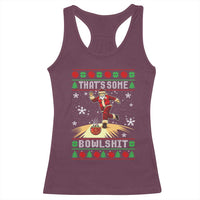 Funny Christmas Bowling Racerback Tank Top Thats Some Bowlshit Xmas Bowler Santa - Wonder Print Shop