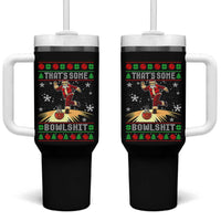 Funny Christmas Bowling Tumbler With Handle Thats Some Bowlshit Xmas Bowler Santa - Wonder Print Shop