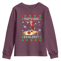 Funny Christmas Bowling Youth Sweatshirt Thats Some Bowlshit Xmas Bowler Santa - Wonder Print Shop
