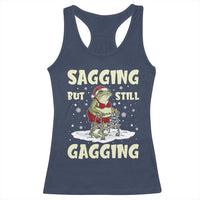 Funny Sagging But Still Gagging Christmas Frog Racerback Tank Top Funny Cringe Meme Gag Humor - Wonder Print Shop