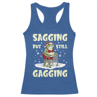 Funny Sagging But Still Gagging Christmas Frog Racerback Tank Top Funny Cringe Meme Gag Humor - Wonder Print Shop