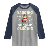 Funny Sagging But Still Gagging Christmas Frog Raglan Shirt Funny Cringe Meme Gag Humor - Wonder Print Shop
