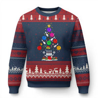 Funny Bowling Christmas Tree Lights Xmas Bowler Ugly Christmas Sweater - Wonder Print Shop