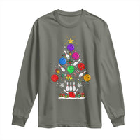 Funny Bowling Christmas Tree Lights Xmas Bowler Long Sleeve Shirt - Wonder Print Shop
