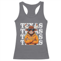 Texas Fan Racerback Tank Top Longhorns Cow Texas Pride Sport Lover - Wonder Print Shop