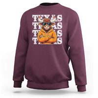 Texas Fan Sweatshirt Longhorns Cow Texas Pride Sport Lover - Wonder Print Shop