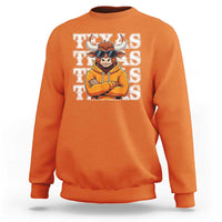 Texas Fan Sweatshirt Longhorns Cow Texas Pride Sport Lover - Wonder Print Shop
