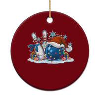 Funny Christmas Bowling Santa Hat Xmas Bowler Ceramic Ornament - Wonder Print Shop
