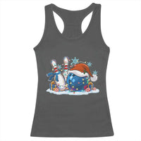 Funny Christmas Bowling Santa Hat Xmas Bowler Racerback Tank Top - Wonder Print Shop