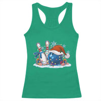 Funny Christmas Bowling Santa Hat Xmas Bowler Racerback Tank Top - Wonder Print Shop