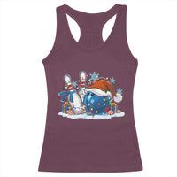 Funny Christmas Bowling Santa Hat Xmas Bowler Racerback Tank Top - Wonder Print Shop