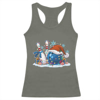 Funny Christmas Bowling Santa Hat Xmas Bowler Racerback Tank Top - Wonder Print Shop