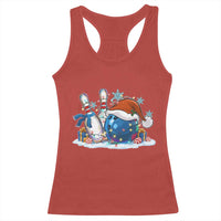 Funny Christmas Bowling Santa Hat Xmas Bowler Racerback Tank Top - Wonder Print Shop