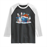 Funny Christmas Bowling Santa Hat Xmas Bowler Raglan Shirt - Wonder Print Shop