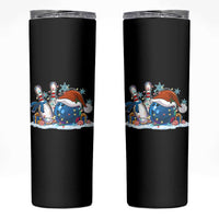 Funny Christmas Bowling Santa Hat Xmas Bowler Skinny Tumbler - Wonder Print Shop