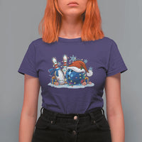 Funny Christmas Bowling Santa Hat Xmas Bowler T Shirt For Women - Wonder Print Shop