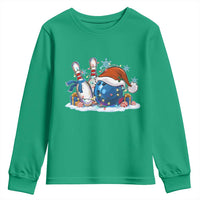 Funny Christmas Bowling Santa Hat Xmas Bowler Youth Sweatshirt - Wonder Print Shop