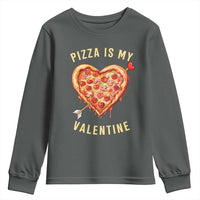 Funny Pizza Is My Valentine Youth Sweatshirt Valentine's Day Heart Pepperoni Slice