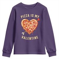 Funny Pizza Is My Valentine Youth Sweatshirt Valentine's Day Heart Pepperoni Slice
