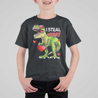 Funny Dinosaur Valentine's Day I Steal Heart T Shirt For Kid
