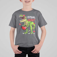 Funny Dinosaur Valentine's Day I Steal Heart T Shirt For Kid