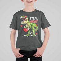 Funny Dinosaur Valentine's Day I Steal Heart T Shirt For Kid