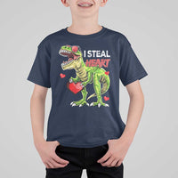 Funny Dinosaur Valentine's Day I Steal Heart T Shirt For Kid