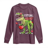 Funny Dinosaur Valentine's Day I Steal Heart Long Sleeve Shirt