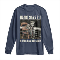 Funny Heart Says Pit Knees Say Balcony Long Sleeve Shirt Old Skeleton - Wonder Print Shop