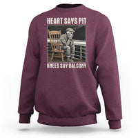 Funny Heart Says Pit Knees Say Balcony Sweatshirt Old Skeleton - Wonder Print Shop