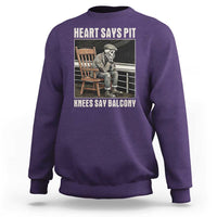 Funny Heart Says Pit Knees Say Balcony Sweatshirt Old Skeleton - Wonder Print Shop