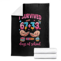 I Survived 67 33 Days Of School Throw Blanket Funny 100 Days of School 67 Ice Cream Drip