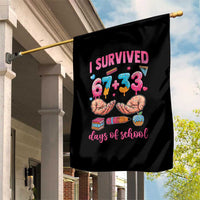 I Survived 67 33 Days Of School Garden Flag Funny 100 Days of School 67 Ice Cream Drip