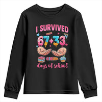 I Survived 67 33 Days Of School Youth Sweatshirt Funny 100 Days of School 67 Ice Cream Drip - Wonder Print Shop