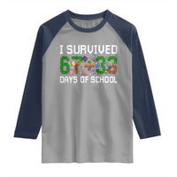 I Survived 67 33 Days Of School Raglan Shirt Funny 100 Days of School 67 Pixel Game - Wonder Print Shop