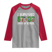 I Survived 67 33 Days Of School Raglan Shirt Funny 100 Days of School 67 Pixel Game - Wonder Print Shop