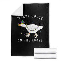 Mardi Goose On The Loose Throw Blanket Funny Mardi Gras Carnival Parade