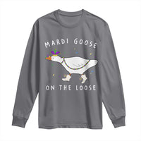 Mardi Goose On The Loose Long Sleeve Shirt Funny Mardi Gras Carnival Parade